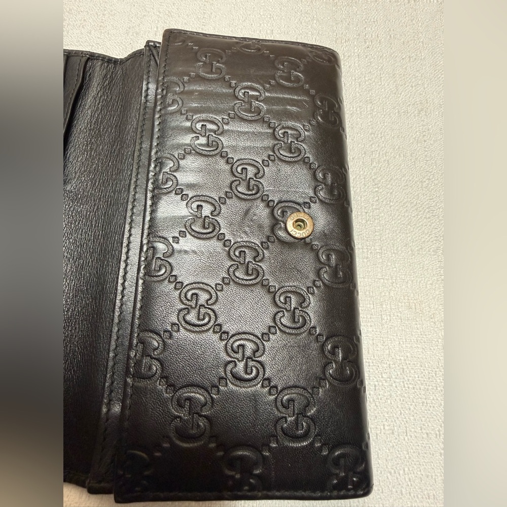 Gucci Black Guccissima Leather Continental Wallet Snap Closure - Picture 5 of 13